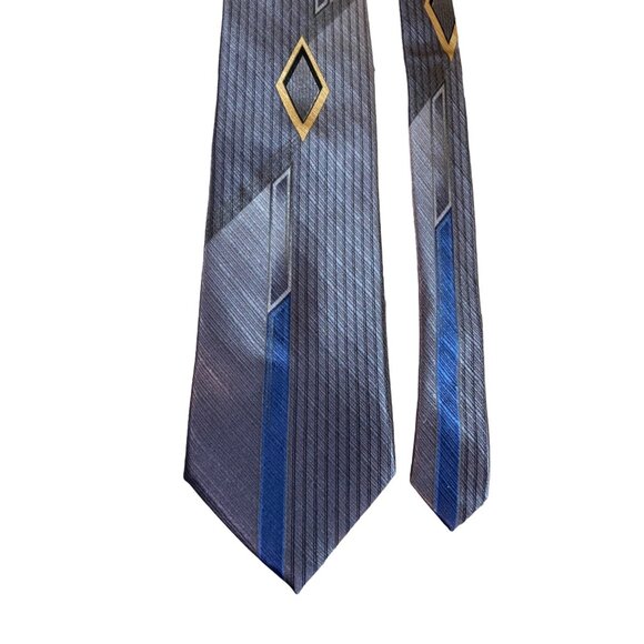 Meeting Street Mens Neck Tie 100% Silk Hanmae Silver Geometric Work Dad Gift - Picture 2 of 6